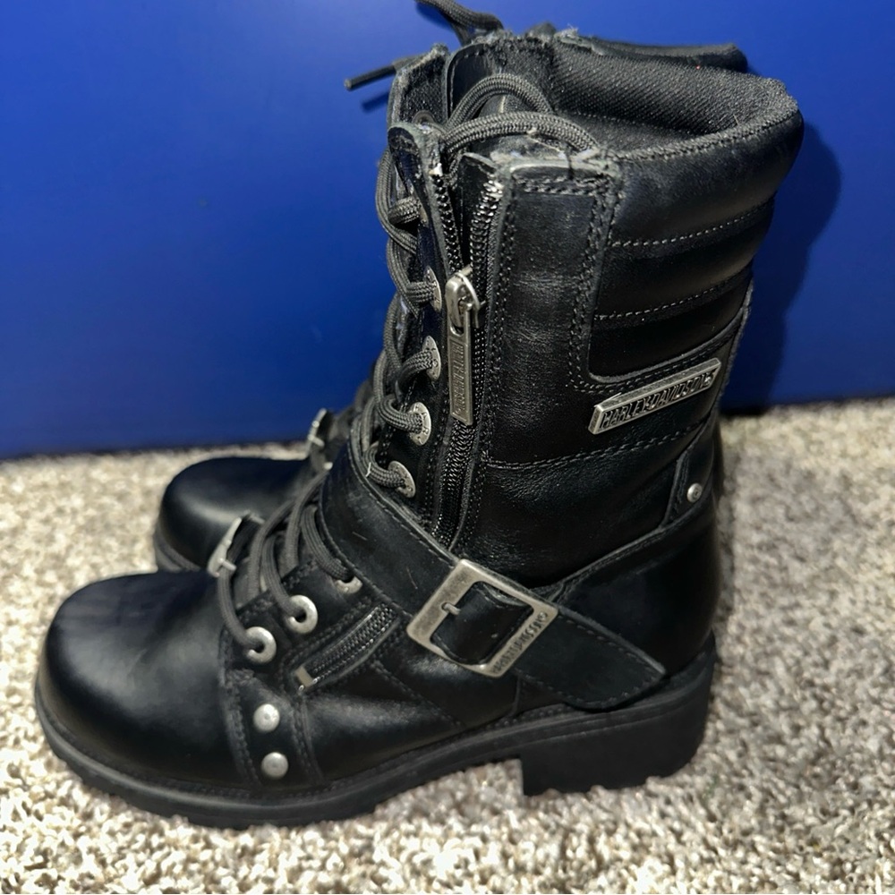 Harley Davidson black leather biker boots size 7M - Picture 6 of 9
